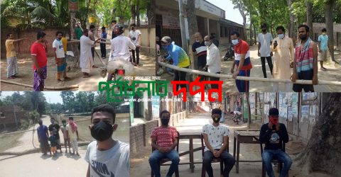 পূর্বধলায় স্বেচ্ছাসেবী ও যুবসমাজের লকডাউন